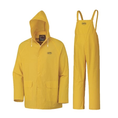 Pioneer PVC Rainsuit, Yellow, XL, Polyester, PVC, 0.35 mm Thick, Detachable, Yellow, XL V3010460U-XL